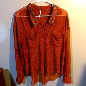Free people burnt orange blouse